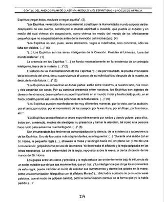 CONT.(1) DEL ANEXO 2-PLAN DE CLASE N°4 -MÓDULO V: EL ESPIRITISMO - 2d
oCICLO DE INFANCIA
Espíritus; negar éstos, equivale ...