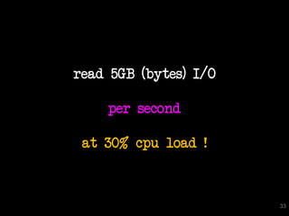 read 5GB (bytes) I/O
per second
at 30% cpu load !

33

 