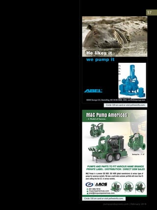 pumpsandsystems.com | February 2018
57
service as well as for other valve designs and materials
intended for lower temperature services that may be sealed
with non-graphitic seals (e.g. PTFE packing or v-rings).
API 641 has two temperature groups: valves intended for
services above and below 500 degrees Fahrenheit (F) (260
degrees Celsius (C)). For the high temperature group, the
maximum test temperature and pressure is 500 F (260 C) and
600 pounds per square inch gauge (psig) or a gauge pressure
of 41.4 bar. Valves for lower pressures are tested at their
allowable rating and at the 500 F (260 C) test temperature.
The lower temperature valves are tested at their maximum
temperature rating using the corresponding pressure rating at
that temperature. The maximum test pressure is 600 psig (41.4
bar[g]). The maximum temperature and pressure ratings in API
641 correspond to the values used in API 622 and 624 testing.
These limits are to ensure safety in the laboratory using
methane at high temperatures.
ISO 15848-1 follows a similar methodology using
two defined temperature limits—400 C (752 F) for high
temperature valves typically sealed with graphitic seals and
200 C (392 F) for the lower temperature valve applications. The
test pressure is based on the maximum rated pressure of the
valve at the chosen test temperature. As noted earlier, the ISO
test can be done with either methane or helium. However, most
test facilities will only do the 400 C testing using helium gas
given the safety concerns with methane. The ISO standard also
defines cryogenic temperatures for testing, -46 C (-50.8 F) and
-196 C (-320.8 F), whereas there are no cryogenic parameters
spelled out in API 641.
API 641 calls for three full thermal cycles; during each
cycle, the valve stem is actuated 100 stem cycles at ambient
temperature and 100 stem cycles at elevated temperature. The
valve is allowed to cool overnight and the process is repeated
until completion, with a final 10-stem cycles at ambient
temperature conducted before the final emissions reading.
The test is considered passed if there are no emissions
readings above 100 ppmv through the test and no stem
adjustments to the packing gland are applied. Also, note that
the API standard does not specify the type of service for
which the valve is intended, i.e. control valve service or on/off
(isolating) service.
ISO does a similar process of ambient and elevated
temperature cycling, but it details two specific endurance
classes, each with three stages. For valves intended for on/
off service, the class ‘CO’ is used. CO1 is two full thermal
cycles, each with 50 stem cycles (fully open to fully closed) at
ambient and 50 at elevated temperature; 10 ambient cycles
are done at the end of the two full thermal cycles/stages. CO2
is a continuation of CO1 with 790 stem cycles at ambient and
500 stem cycles at elevated temperature (for a total of 1,500
stem cycles). CO3 extends from CO2 with 500 stem strokes
Circle 129 on card or visit psfreeinfo.com.
ABEL GmbH, 21514 Buechen, Germany, mail@abel.de
ABEL Pumps L.P., Sewickley, PA 15143-2339, USA, mail@abelpumps.com
He likes it
we pump it
For difficult pumping of tailings, slurry
or paste, meet the ABEL heavy duty
HM series piston-diaphragm pump.
Designed for the most challenging tasks
in mines throughout the world.
Learn more about our mining competence
at www.abelpumps.com
Circle 130 on card or visit psfreeinfo.com.
 