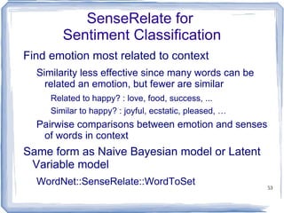 Information Content ic(concept) = -log p(concept) [Resnik 1995] Need to count concepts  