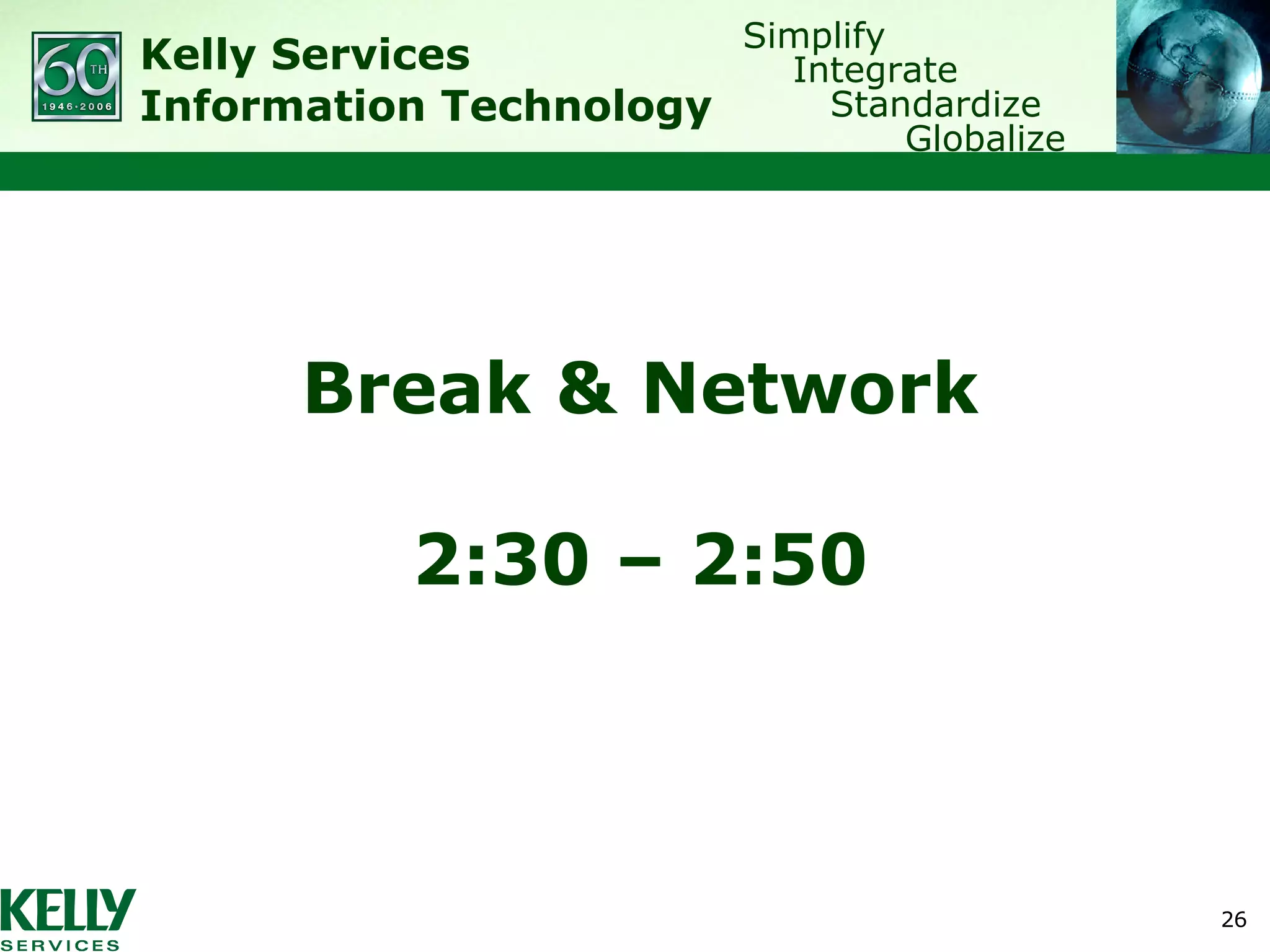 Break & Network 2:30 – 2:50 