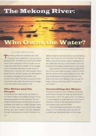 THe Mekong River: Who Owns The Water, by Colette Weil Parrinello, Cobblestone Publishing