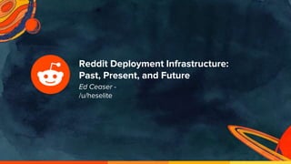 Reddit Deployment Infrastructure:
Past, Present, and Future
Ed Ceaser -
/u/heselite
 