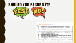 SHOULD YOU RECORD IT?
 
