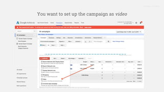 Proprietary + Confidential
You want to set up the campaign as video
 