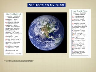 Visitors to my blog




cc licensed ﬂickr photo by woodleywonderworks:
  http://ﬂickr.com/photos/wwworks/2222523486/
 