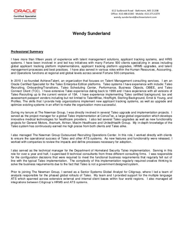 wendy sunderland bio_resume ats review resume