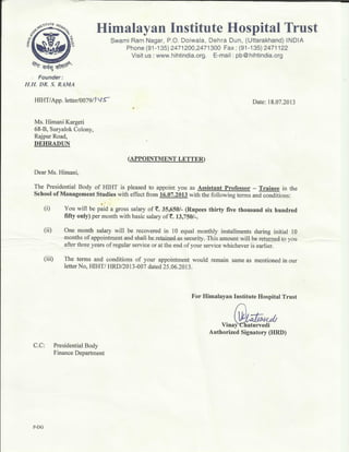 HIHT-Appointment Letter