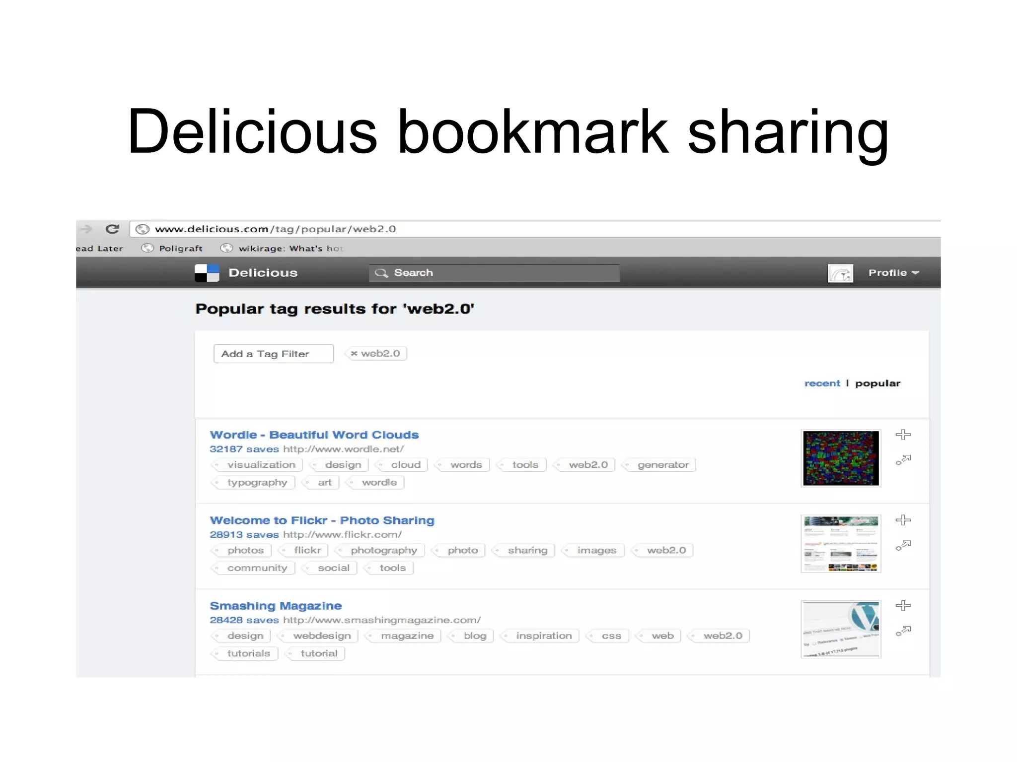 Delicious bookmark sharing