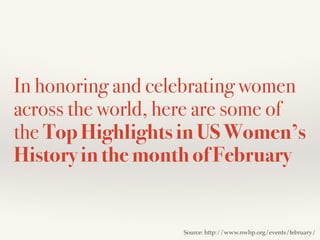 February Highlights in U.S. Women's History | PDF