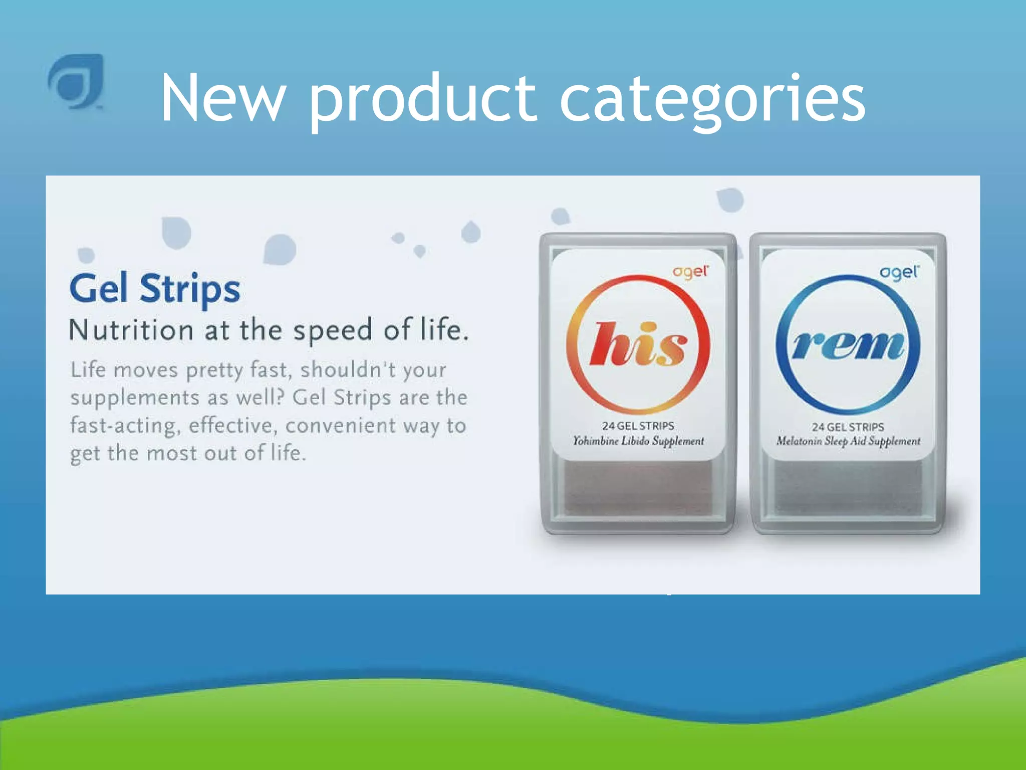 New product categories Gel Strips Topical Gels 