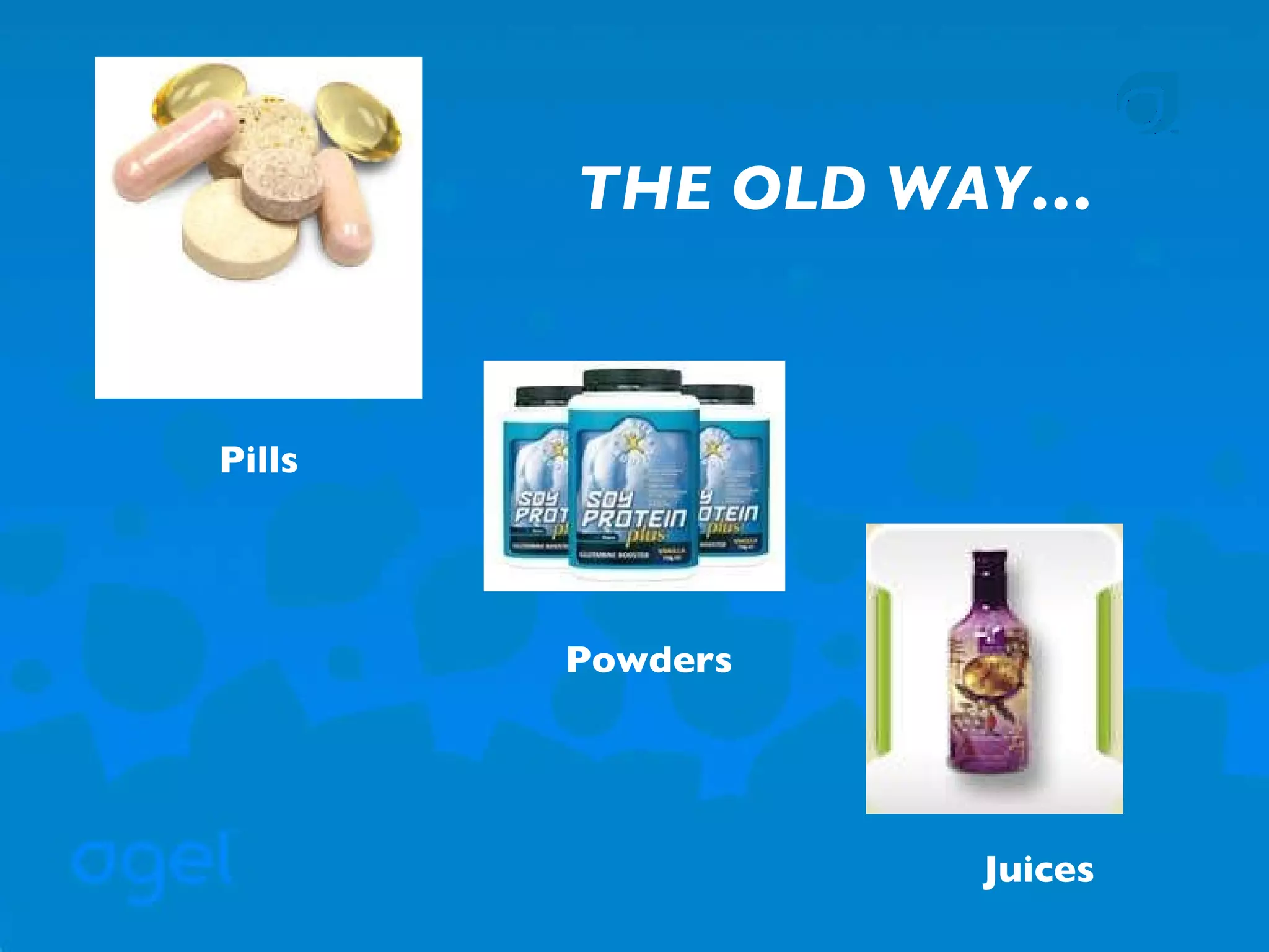 THE OLD WAY… Pills Powders Juices 
