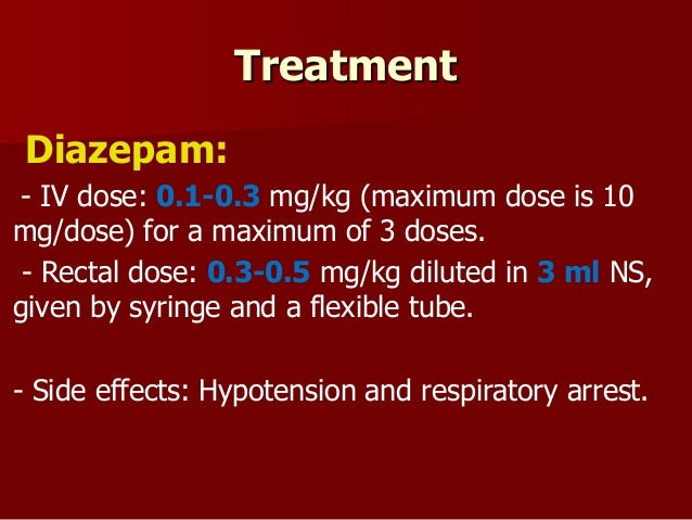 Febrile seizures dose for diazepam