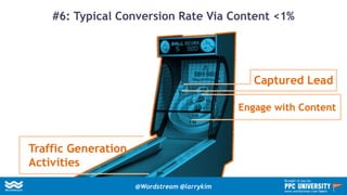 #6: Typical Conversion Rate Via Content <1%
Traffic Generation
Activities
Engage with Content
Captured Lead
@Wordstream @larrykim
Brought to you by:
www.wordstream.com/learn
 