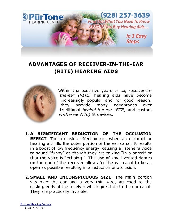 ADVANTAGES OF RECEIVERINTHEEAR (RITE) HEARING AIDS YUMA AZ