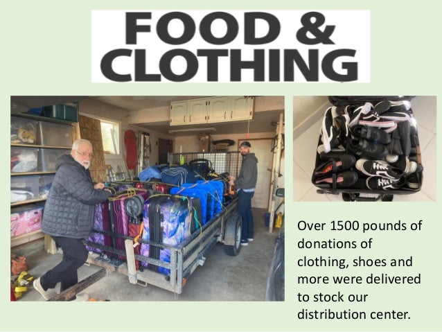 Over 1500 pounds of
donations of
clothing, shoes and
more were delivered
to stock our
distribution center.
 