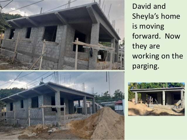 David and
Sheyla’s home
is moving
forward. Now
they are
working on the
parging.
 