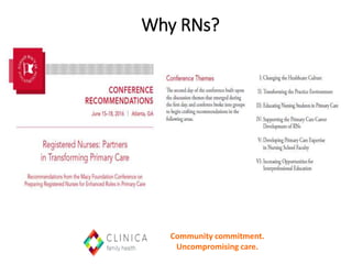 Why RNs?
Community commitment.
Uncompromising care.
 