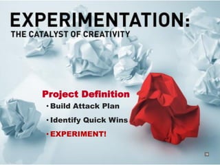 Project Definition
• Build Attack Plan
• Identify Quick Wins
• EXPERIMENT!

                        RACKSPACE® HOSTING   |   W W W.RACKSPACE.COM
                                                                       19
 