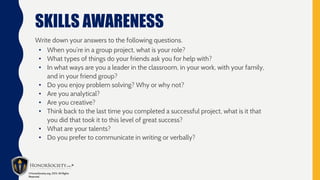 Self & Skills Awareness Presentation - Leadership, Values, and Benefits ...