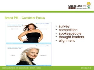   Brand PR – Customer Focus survey competition spokespeople thought leaders alignment 