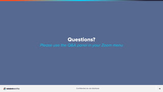 19
Conﬁdential do not distribute
Questions?
Please use the Q&A panel in your Zoom menu
 