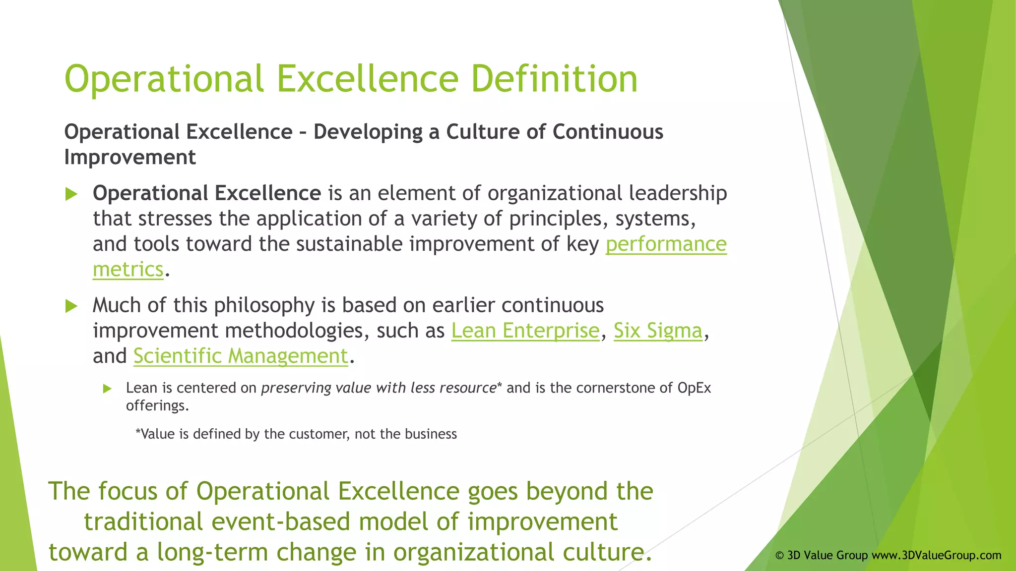 Operational Excellence model | PDF