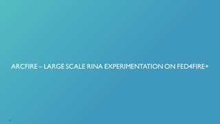 ARCFIRE – LARGE SCALE RINA EXPERIMENTATION ON FED4FIRE+
36
 