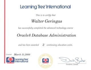 LT March 31 2000 Oracle Database Admin