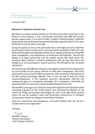 Reference Letter from LTA Director