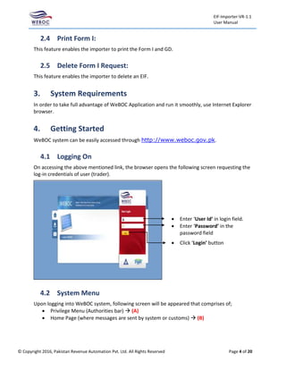 Form I filing For Importer using Weboc | PDF