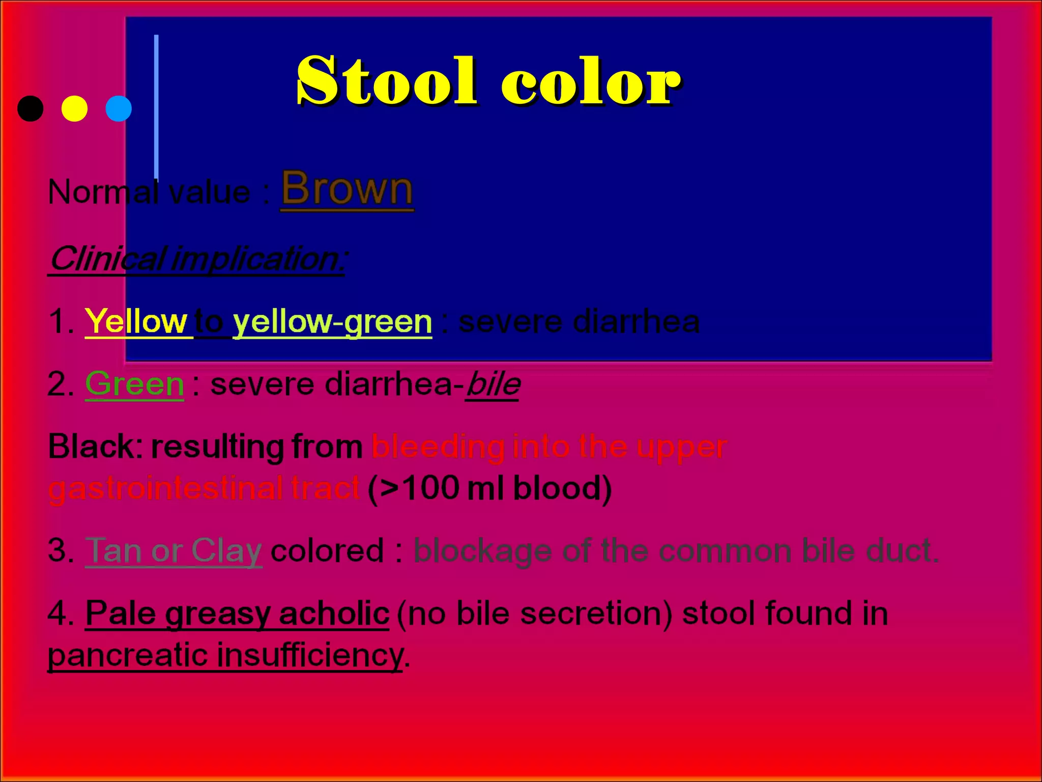 Stool color
 