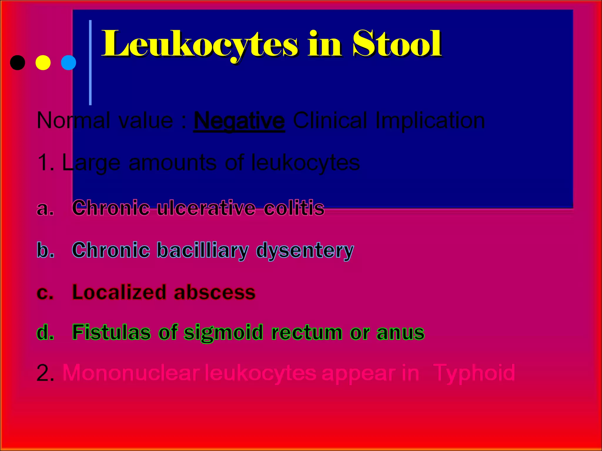 Leukocytes in Stool
 