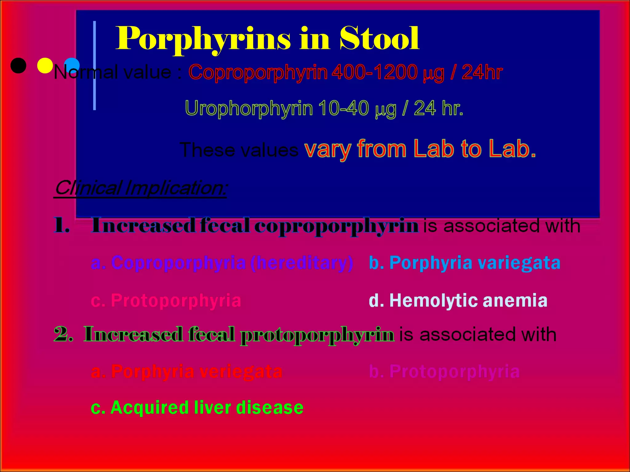 Porphyrins in Stool
 