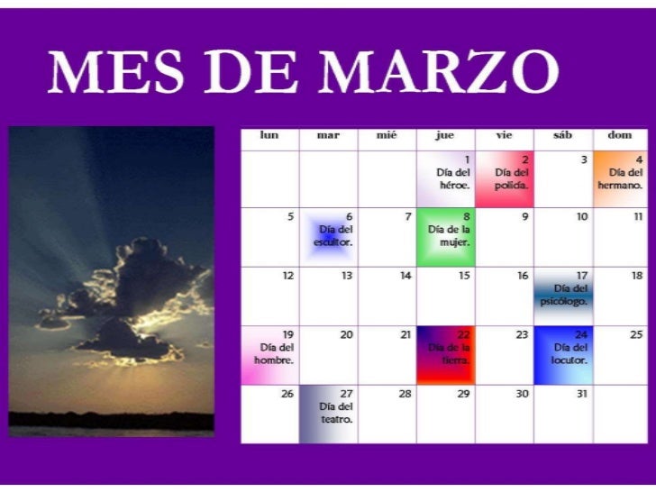 Fechas especiales de marzo