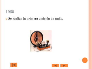 1960


Se realiza la primera emisión de radio.

 