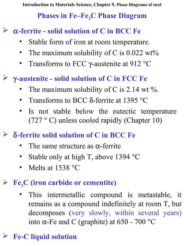 iron carbon phase diagram | PPT | Chemistry | Science