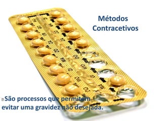 Métodos
                             Contracetivos




São processos que permitem
evitar uma gravidez não desejada.
 