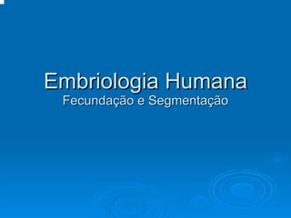 Embriologia Humana Fecundação e Segmentação 