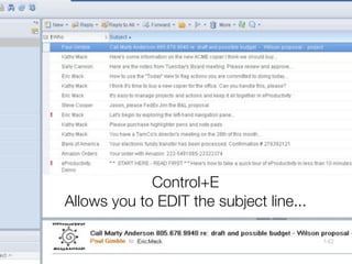 Control+E
Allows you to EDIT the subject line...

                                         142
 