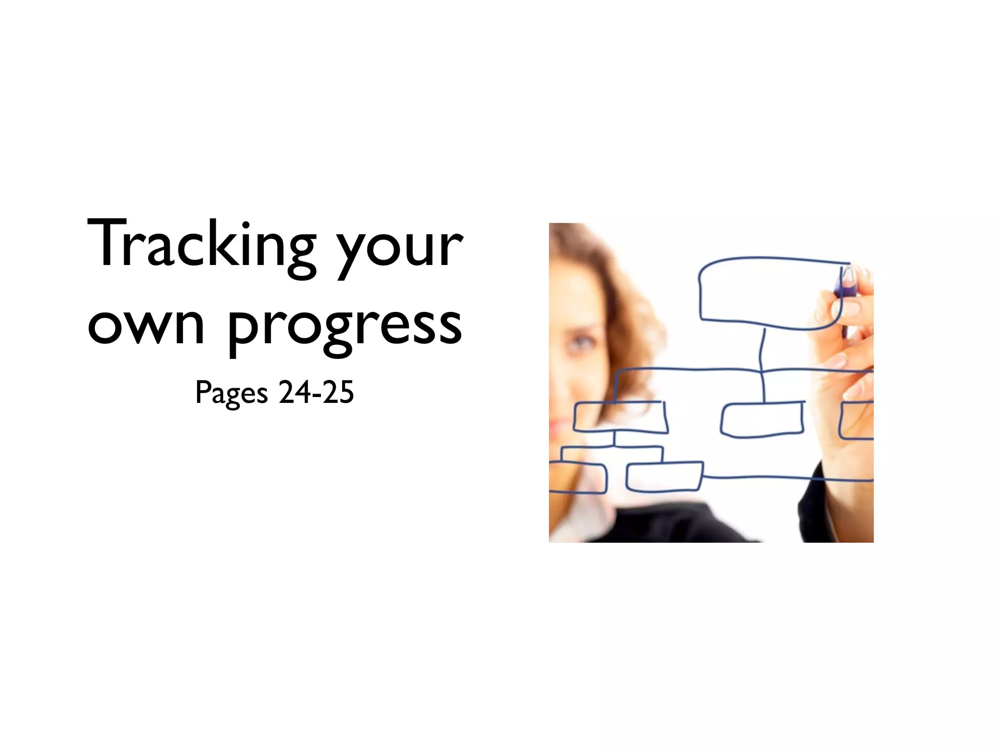 Tracking your
own progress
   Pages 24-25
 