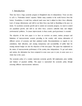 Macroeconomics Performance of Bangladesh since Independence | DOCX