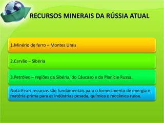 RECURSOS MINERAIS DA RÚSSIA ATUAL