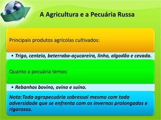 A Agricultura e a Pecuária Russa