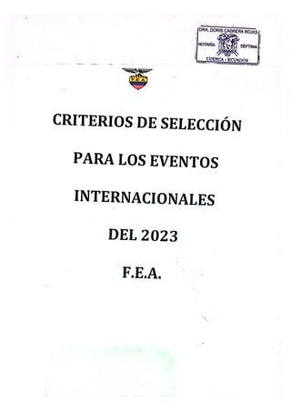 Federación Ecuatoriana de Atletismo criterios para los eventos internacionalesFederación Ecuatoriana de Atletismo criterios para los eventos internacionales