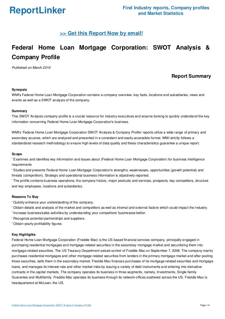 federal home loan mortgage corporation swot analysis company profi federal home loan mortgage corporation