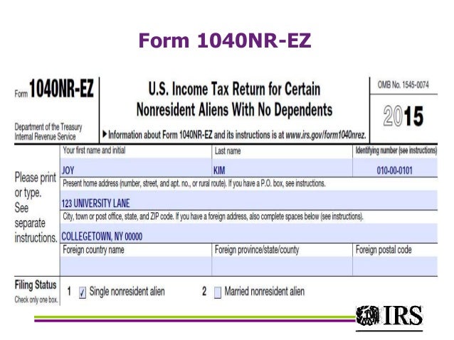 irs federal income tax for residential aliens 2016 form 1040nrez