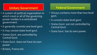 Unitary Government Federal Government
 