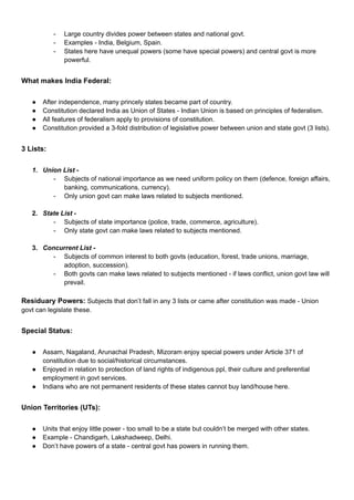 Federalism Notes.pdf G10_Federalism Notes NCERT Political Science | PDF