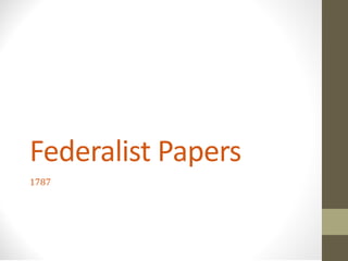 Federalist Papers
1787

 